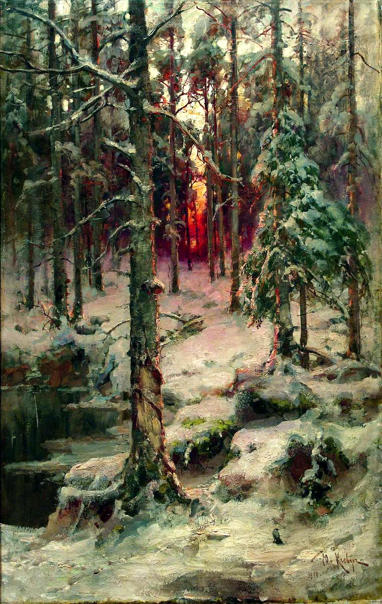 Julius Klever. Winter. Pine forest