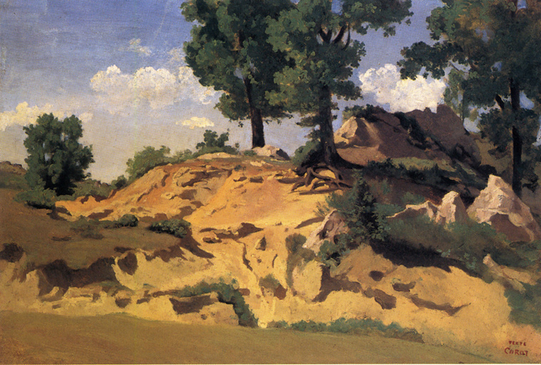 Camille Corot. Trees and rocks in Serpentar