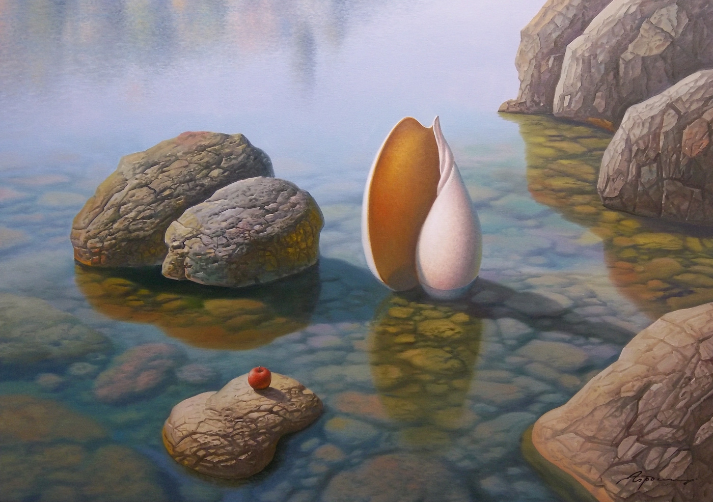 Evgeni (Eugene) Yakovlevich Gordiets (Gordian). Seashell And Red Apple