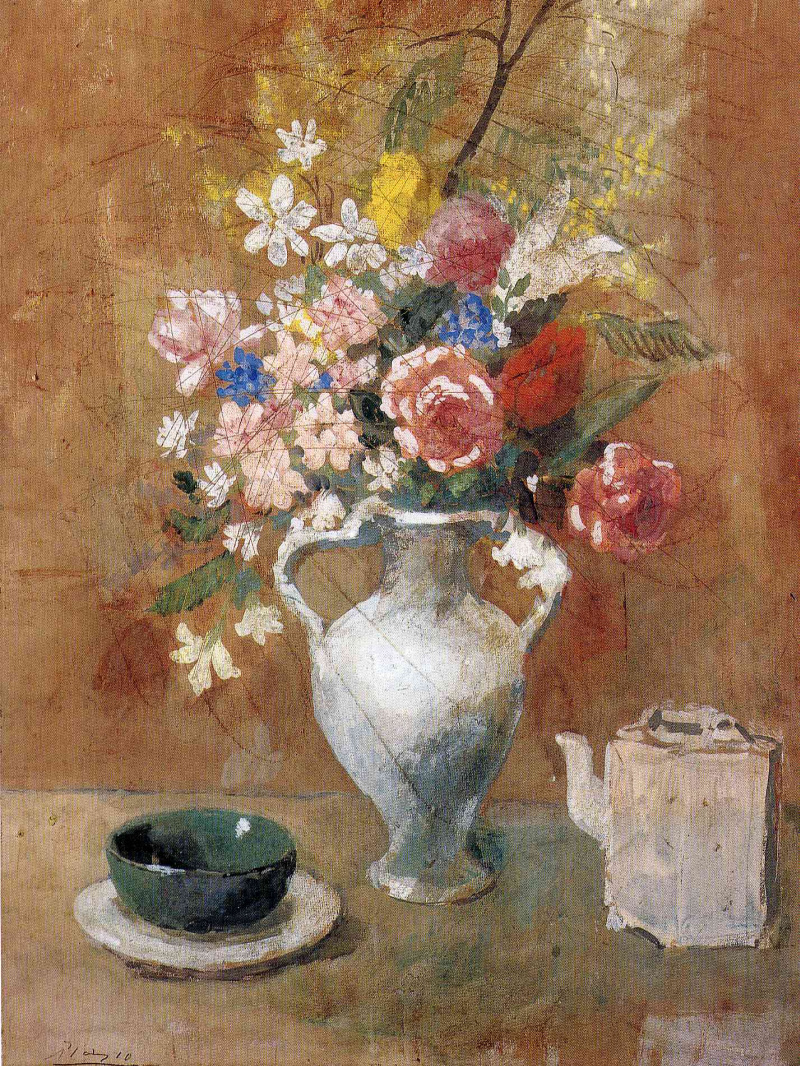 Pablo Picasso Still life with flowers in a vase, 1906: Descripción