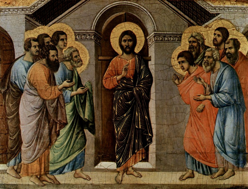 Duccio di Buoninsegna Maesta, altar of Siena Cathedral, reverse side ...
