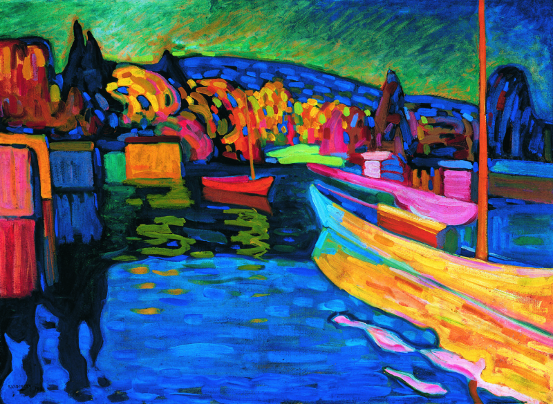 Wassily Kandinsky Herbstlandschaft mit Booten, 1908, 97×71 cm