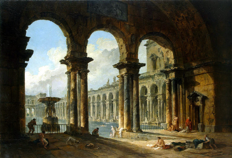 Ancient ruins, serving as a public bath by Hubert Robert: History