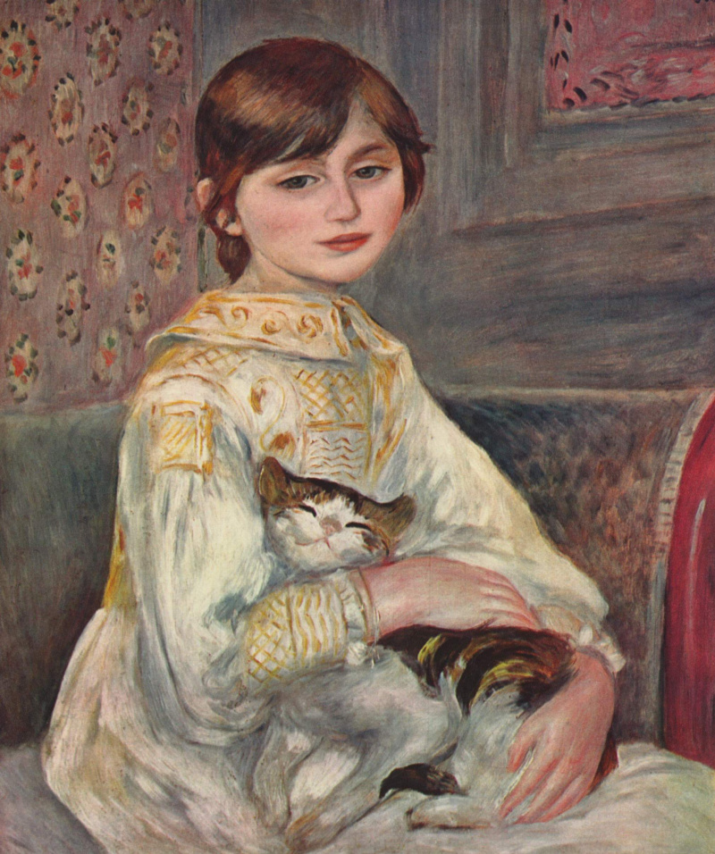 La Pastiche Julie store Manet with Cat, 1887 with Burgeon Gold Framed Oil Painting, 33