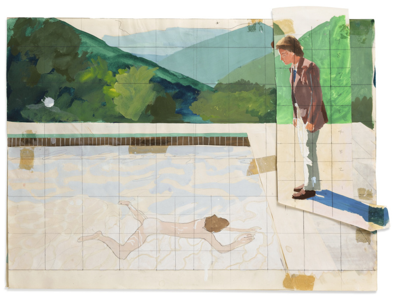 Study for Portrait of an Artist (Pool with Two Figures), 1972, 48×35 cm by  David Hockney: History, Analysis & Facts | Arthive