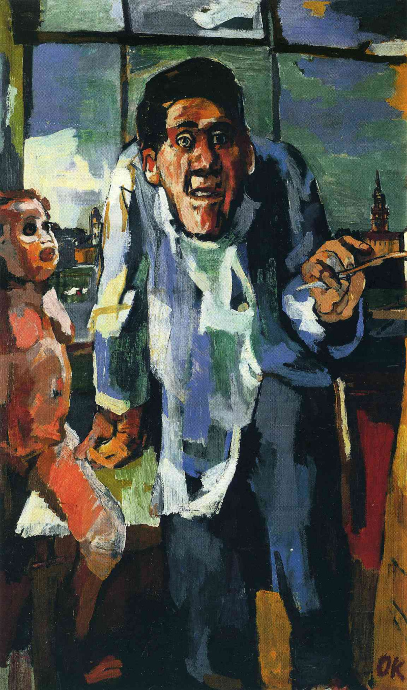 Self-portrait near the easel, 1922 by Oskar Kokoschka: History