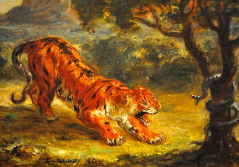 Eugene Delacroix Tigre et serpent sur un arbre, 1862, 41×33 cm