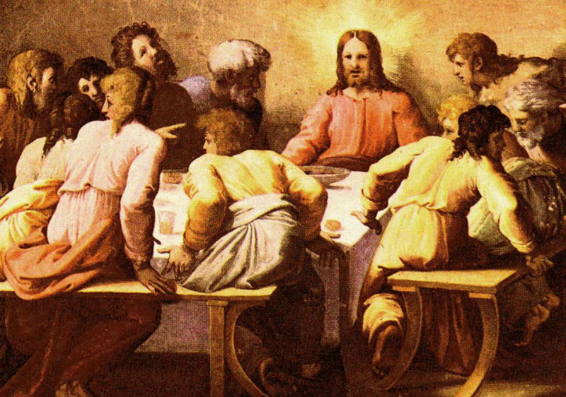 The last supper. The fresco of Raphael loggias of the Palace of