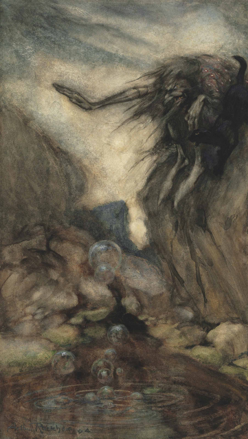 Buy a digital copy: Arthur Rackham - Witch by the pond | Artchive