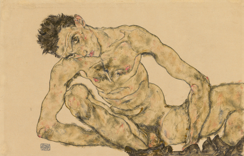 Autoportrait, grimaçant - Egon Schiele