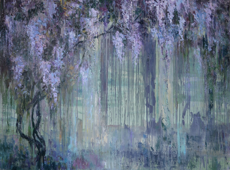 坦尼娅瓦西连科“紫藤”，油画，帆布。甘氨酸。布面油画。, 200×150 厘米
