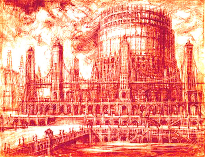 Architectural fantasy 02, 1930 by Yakov Georgievich Chernikhov
