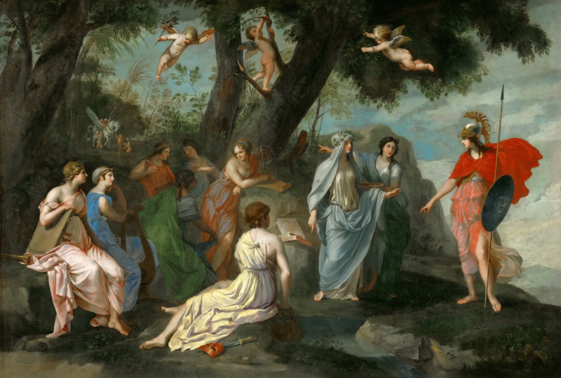 Minerva and the muses, 1450, 162×116 cm by Jacques de Stella