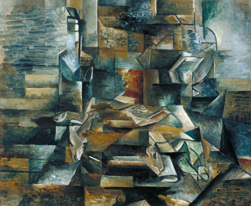 Georges Braque Still life with bottle and fish, 1912, 74×61 cm