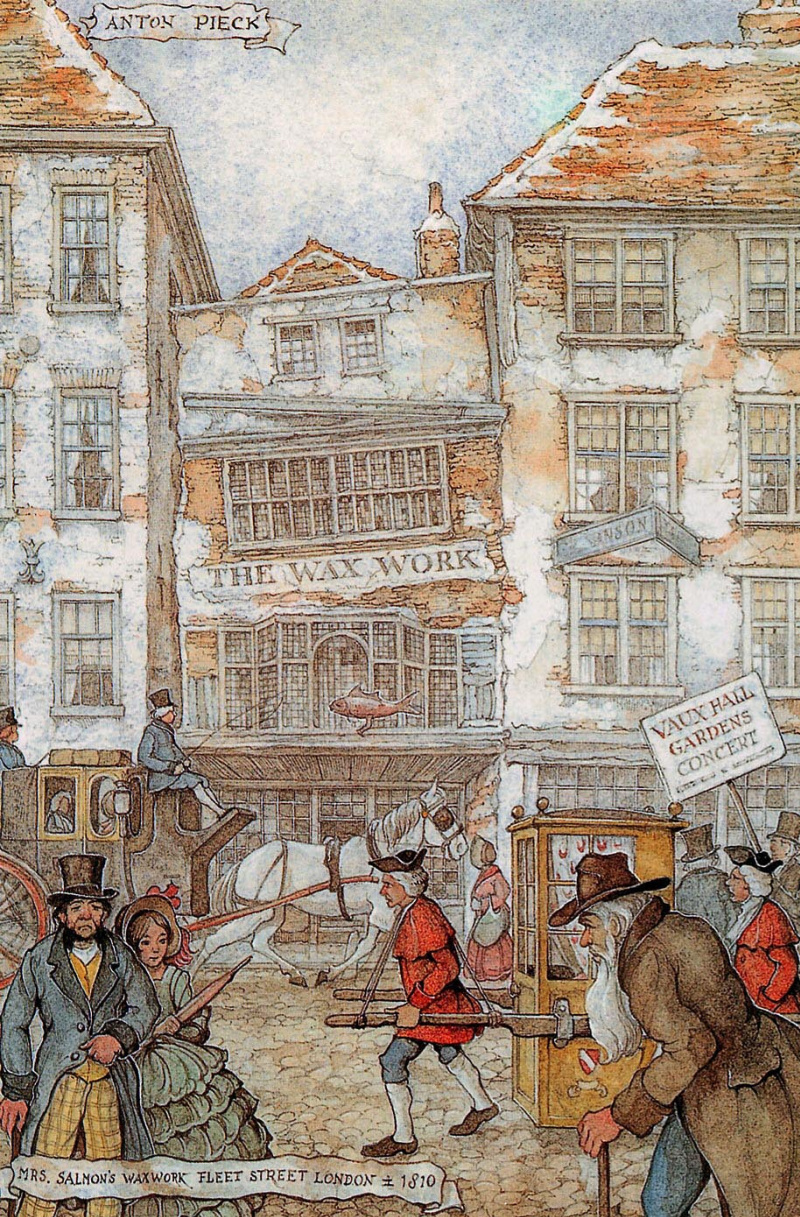 Urban scene in London 1810, 1960, 24×38 cm by Anton Pieck: History