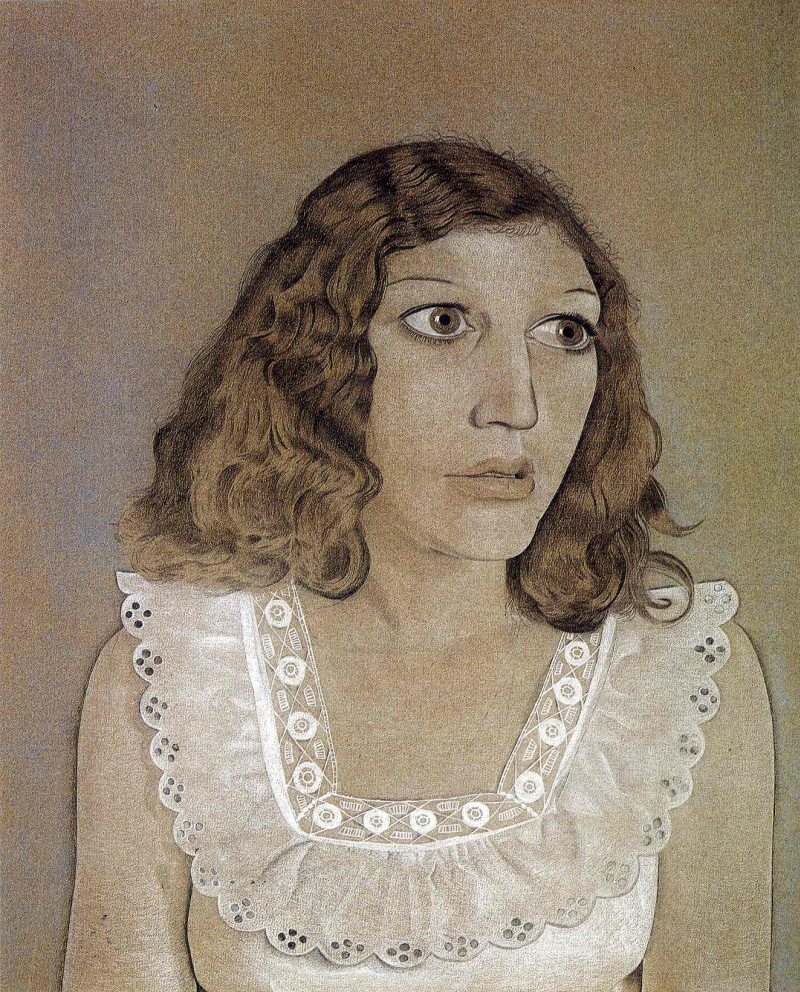 Lucien Freud Girl in white dress, 1947, 48×57 厘米：作品描述 | Arthive