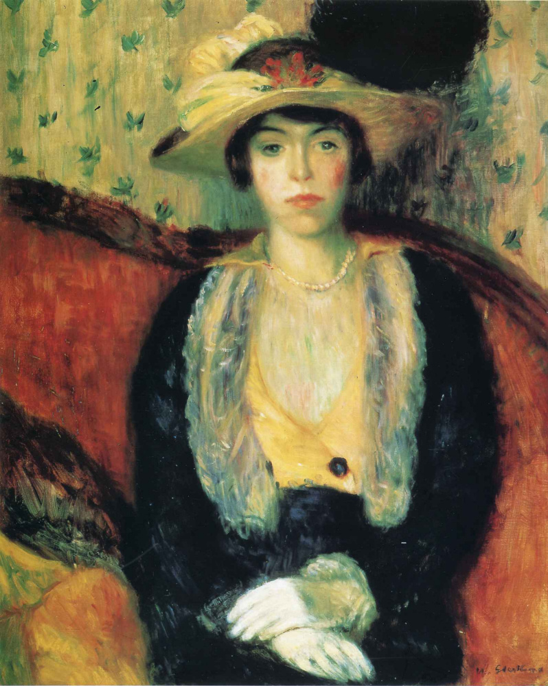 Уильям Джеймс Глакенс. Сидящая женщина в шляпе