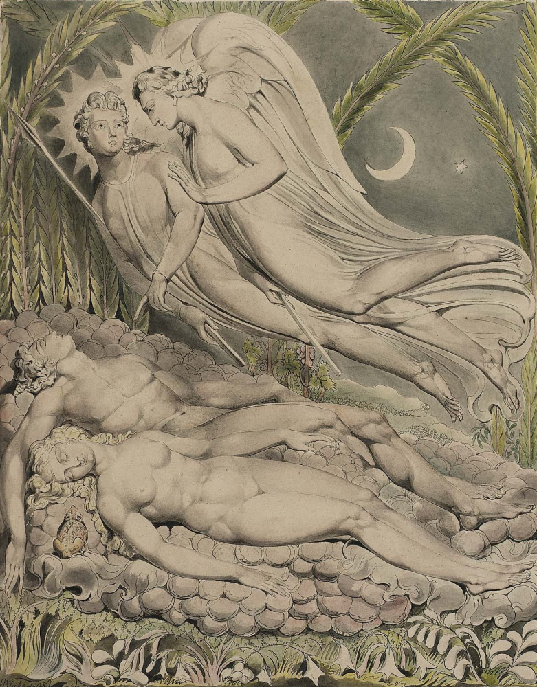 William Blake. Sleeping Adam and eve. Illustration to the poem of Milton's "Paradise Lost"