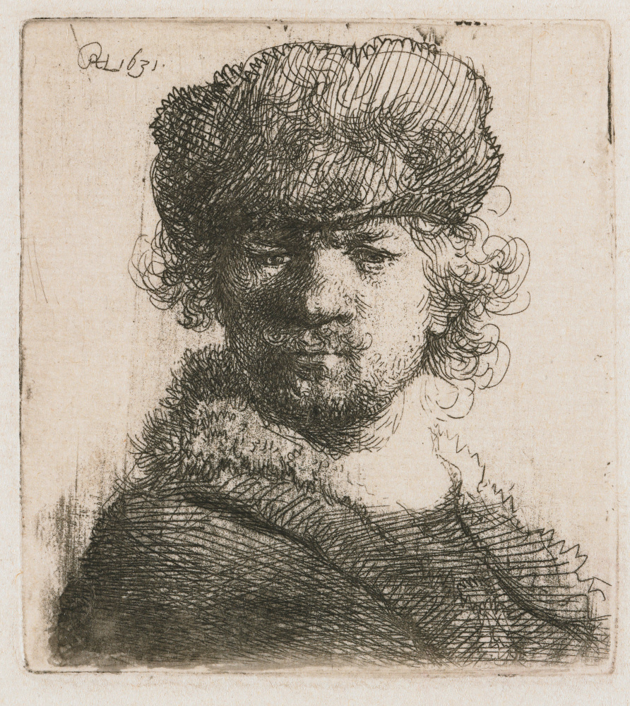 Rembrandt Harmenszoon van Rijn. Self-portrait in a round fur cap