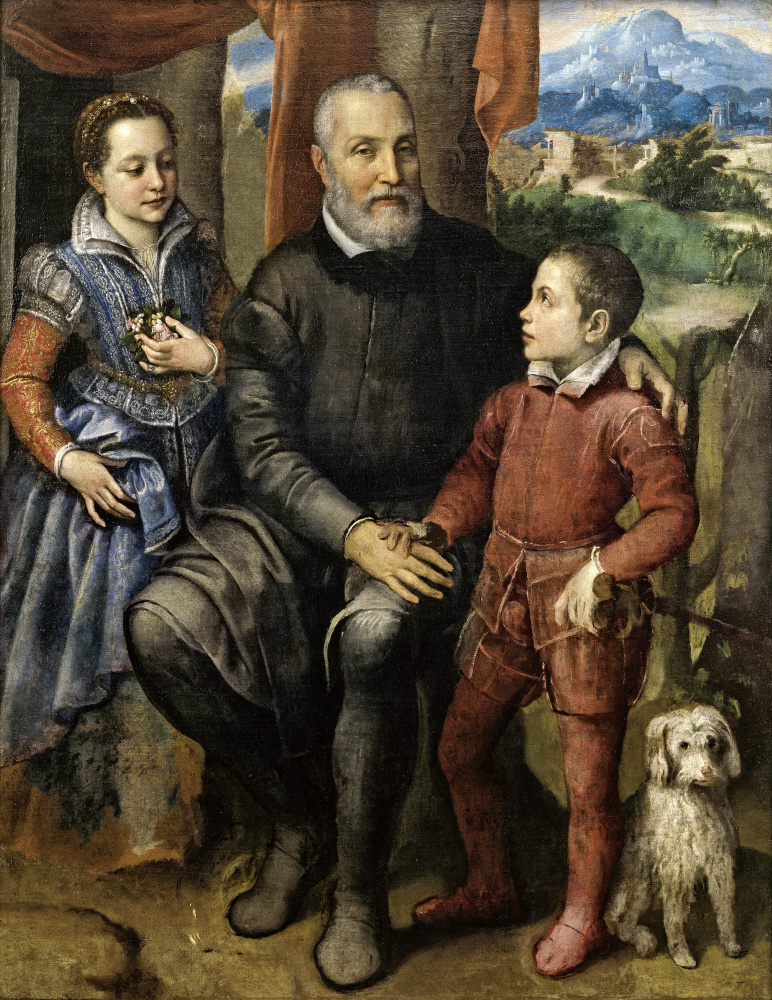 Sofonisba Anguissola. Porträt der Familie des Künstlers: Vater Amilcar, Schwester Minerva und Bruder Asdrubal