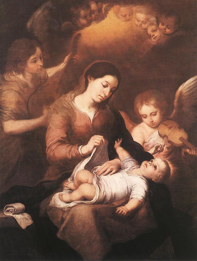 Bartolomé Esteban Murillo. Mary and child with angels