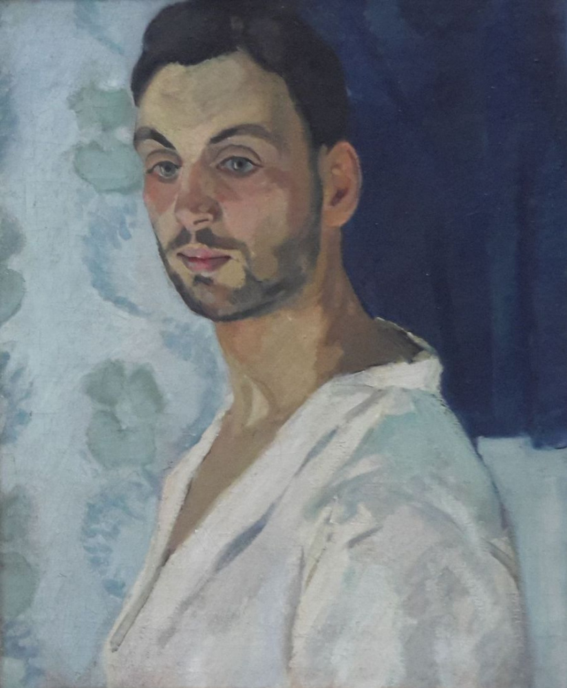 Robert Rafailovich Falk. Self portrait on blue background