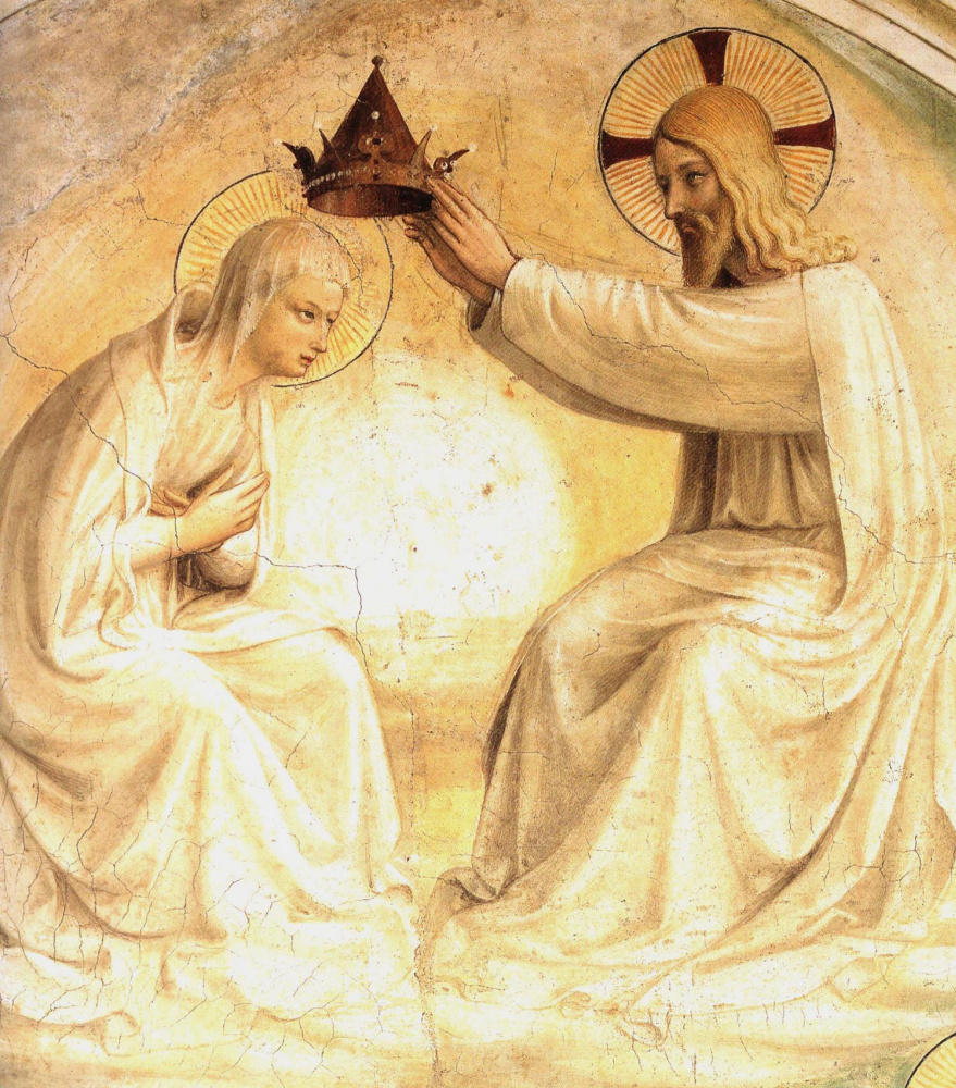 Фра Беато Анджелико. 玛丽的加冕圣Marco，佛罗伦萨修道院的壁画的片段