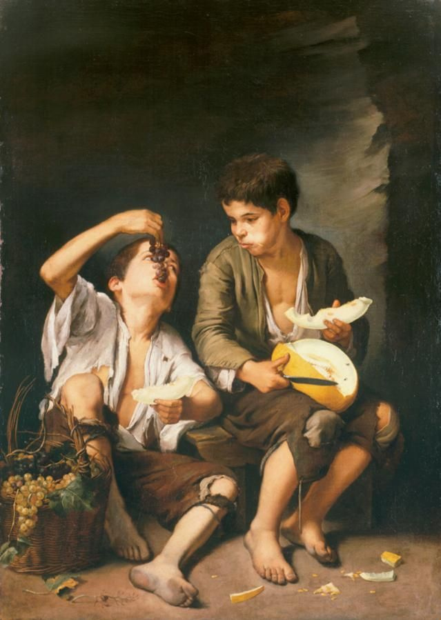 Bartolomé Esteban Murillo. Boys eating melon and grapes