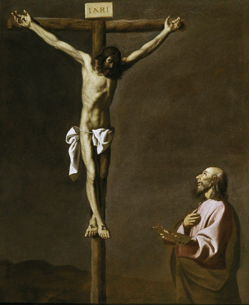Francisco de Zurbaran. The Apostle Luke the painter before the Crucifixion