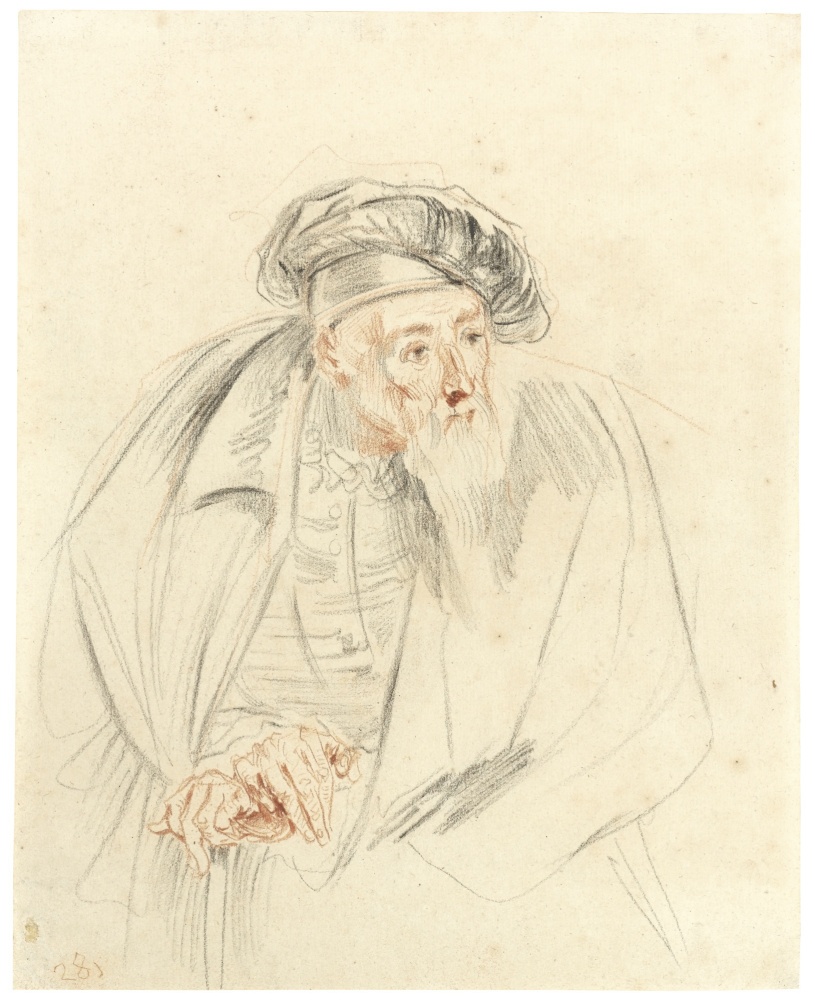 Antoine Watteau. STUDY FOR THE BEARDED DOCTOR IN LES COMÉDIENS ITALIENS