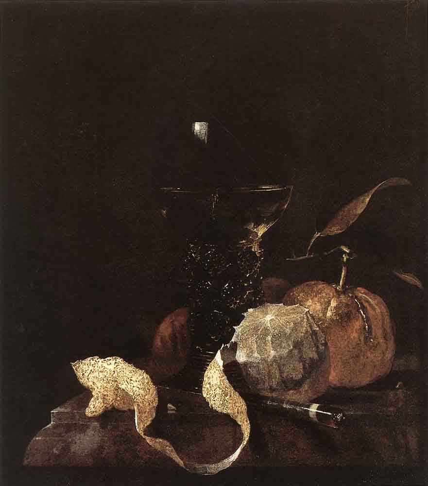 Willem Kalf. Still life with lemon, oranges and glass of wine