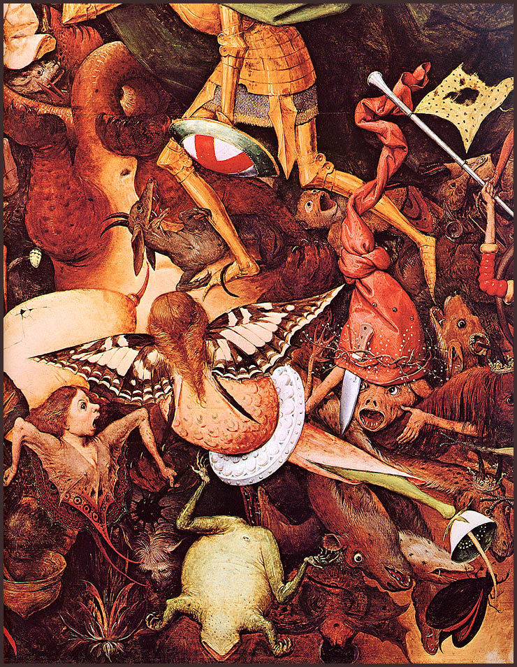 Pieter Bruegel The Elder. The fall of the rebel angels. Fragment 2. People-animals