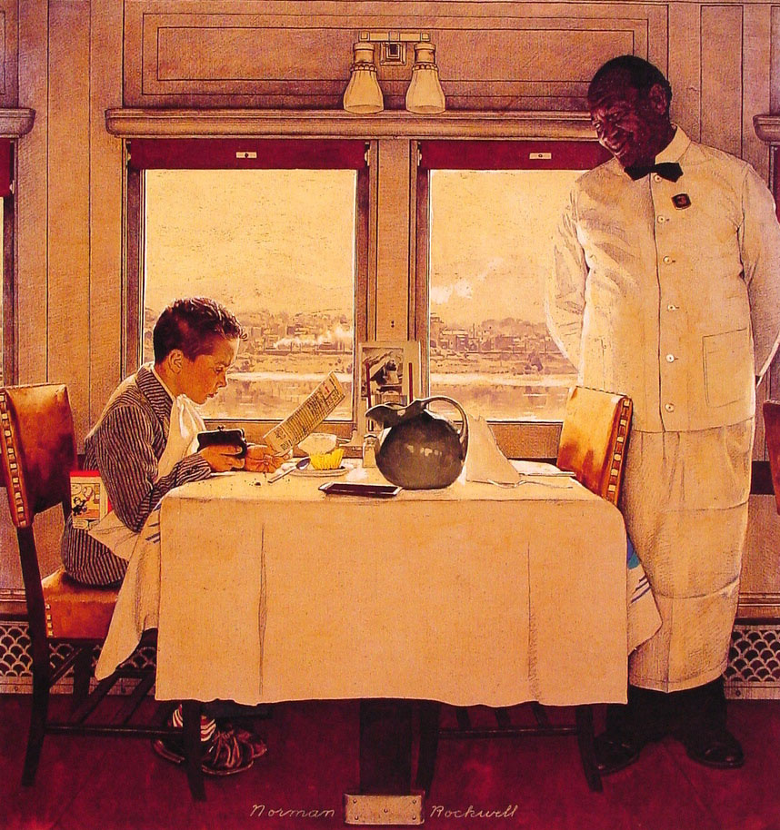 Norman Rockwell. Boy in a dining car