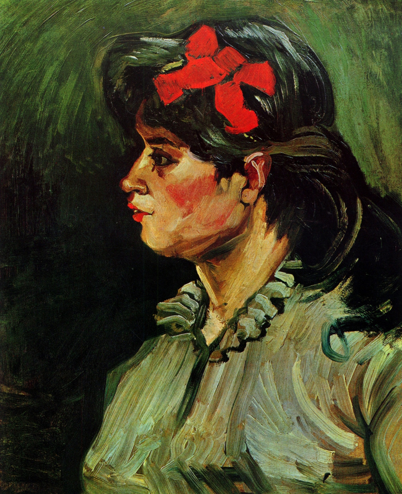 Vincent van Gogh. Portrait of woman with red ribbon