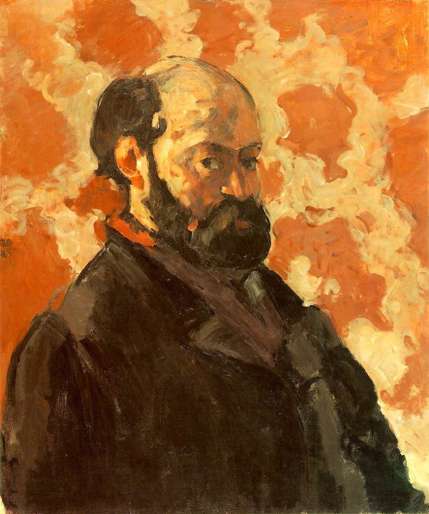 Paul Cezanne. Self-portrait on a pink background