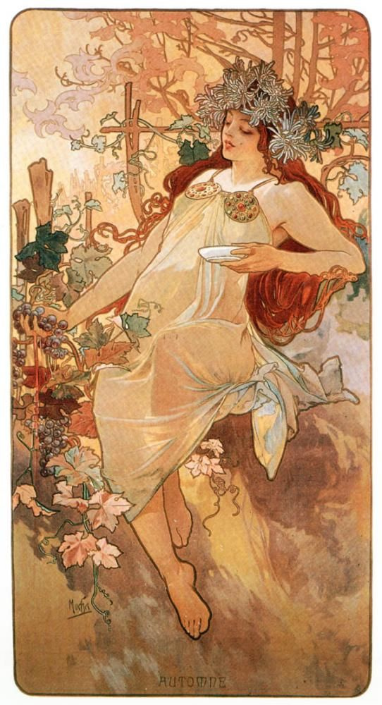 Alfons Mucha. Herbst aus der Serie "Seasons"