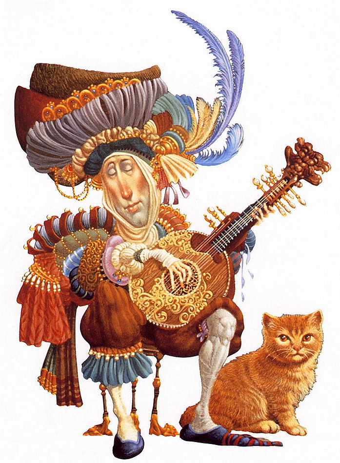 James Christensen. Serenade with a ginger cat
