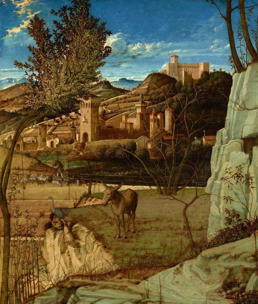 Giovanni Bellini. St. Francis in the desert. A detail of the landscape