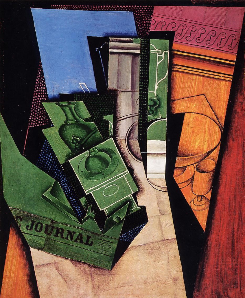 Juan Gris. Still life with bottle of Bordeaux