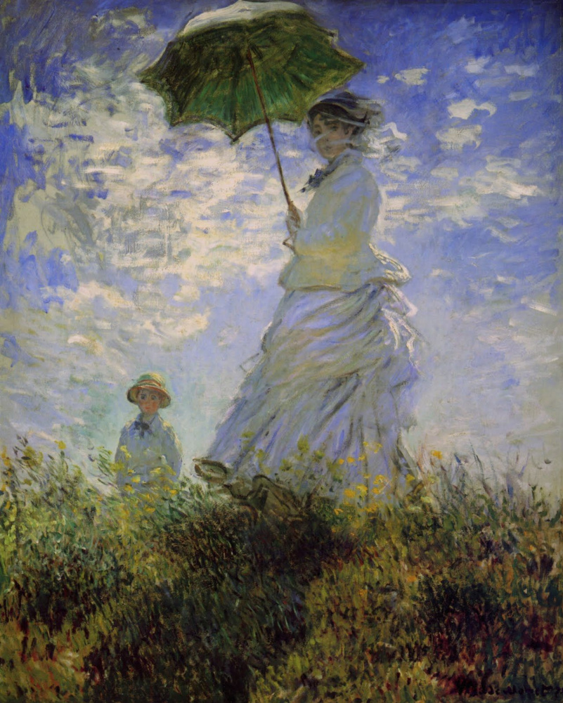 Claude Monet. Woman with an umbrella (Camilla Monet and son Jean)