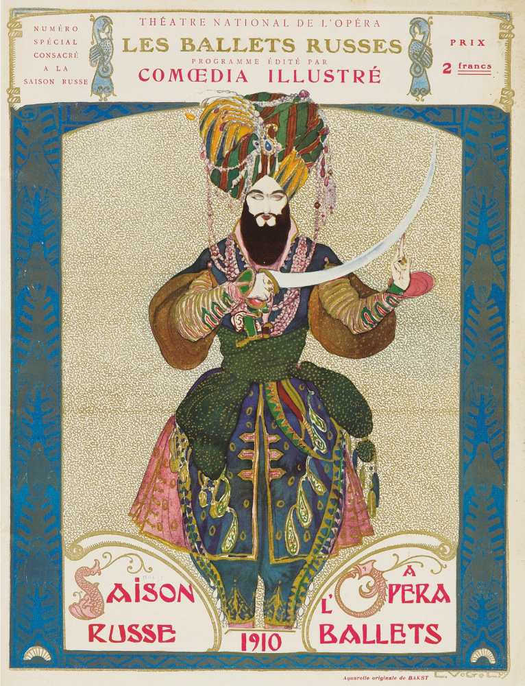 Lev (Leon) Bakst. The poster for Diaghilev's Russian seasons of 1910