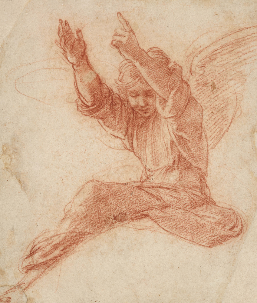 Raphael Sanzio. Sketch of an angel for the painting of the dome of the Chigi Chapel