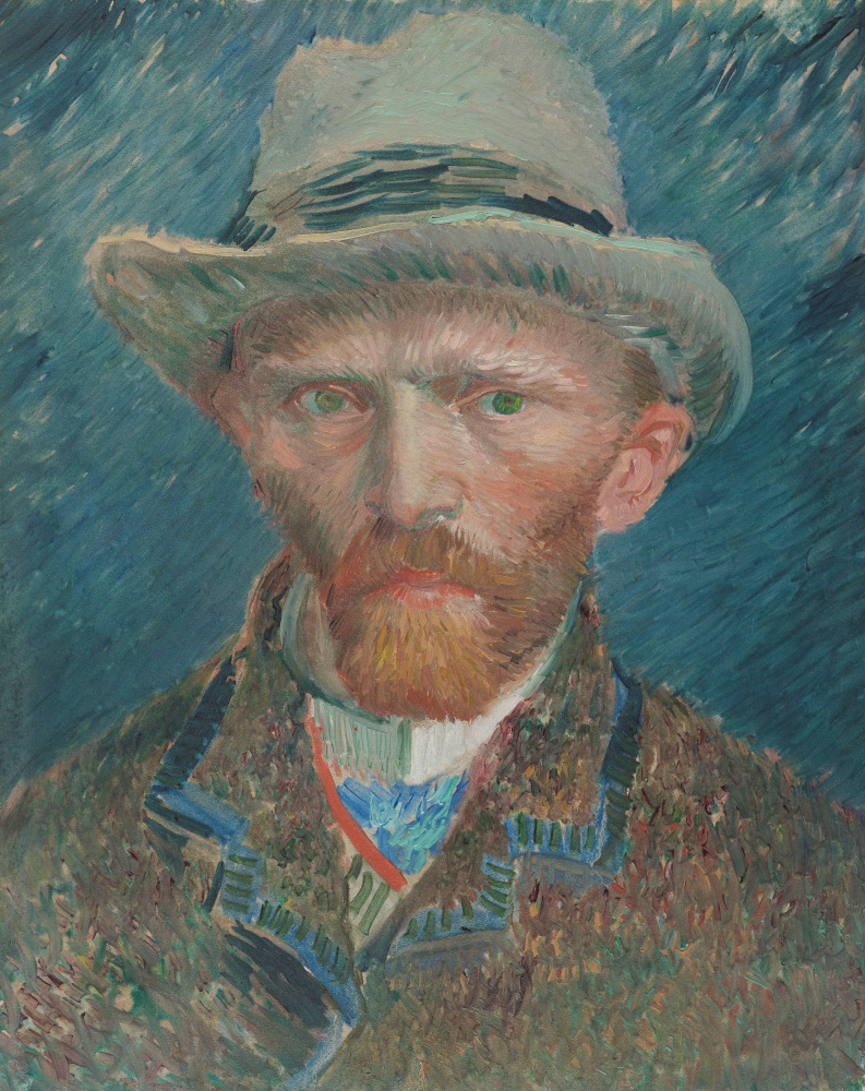 Vincent van Gogh. Self-portrait in gray felt hat