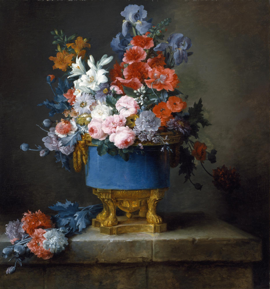 Anna Valeyer-Koster. A bouquet of flowers in a blue vase