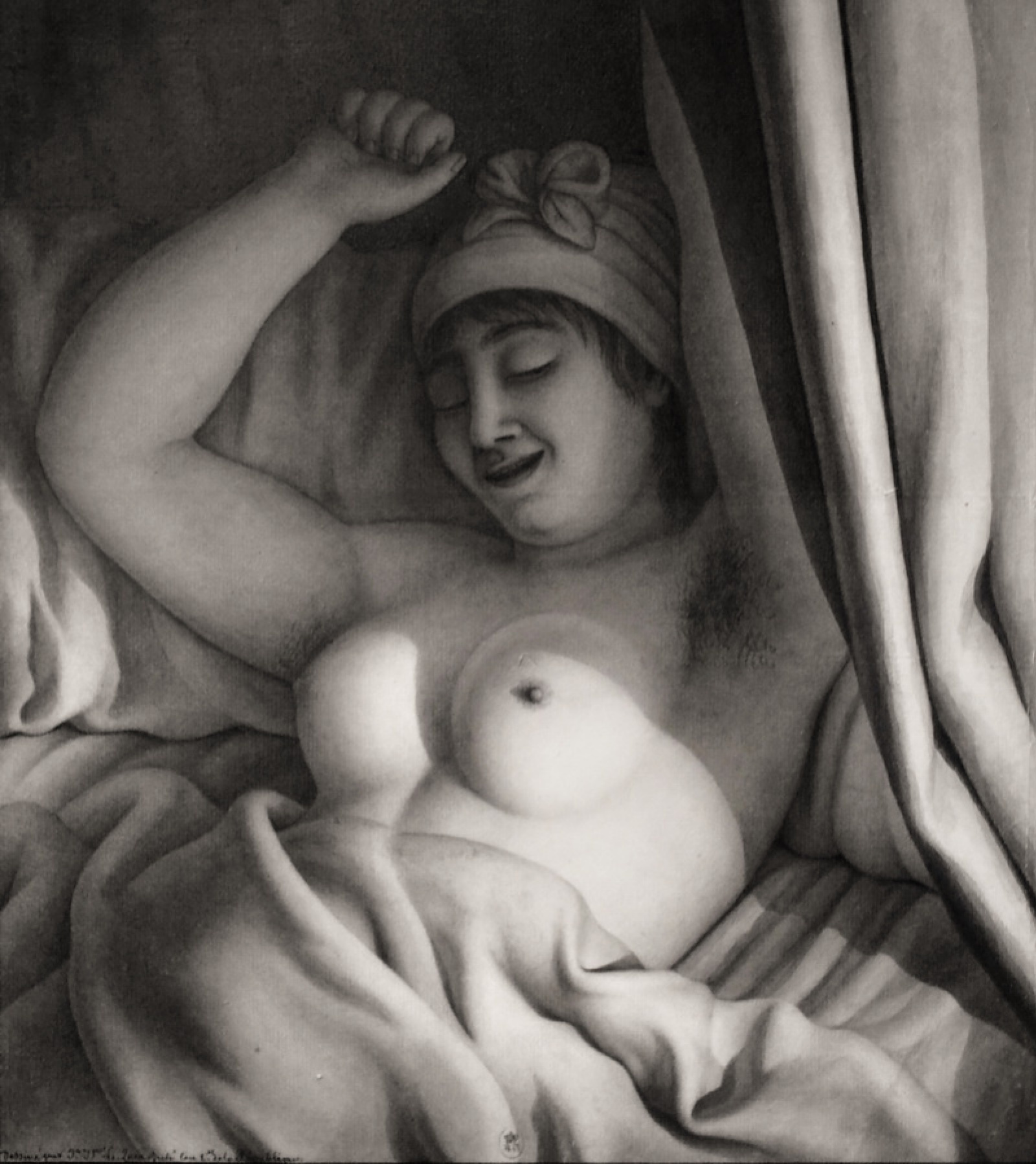 Jean-Jacques-Lequeu Estudio de una mujer desnuda en la cama, 1793-94:  Descripción de la obra | Arthive