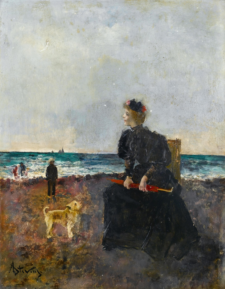 Alfred Emil-Leopold Stevens. The woman sitting on the beach.