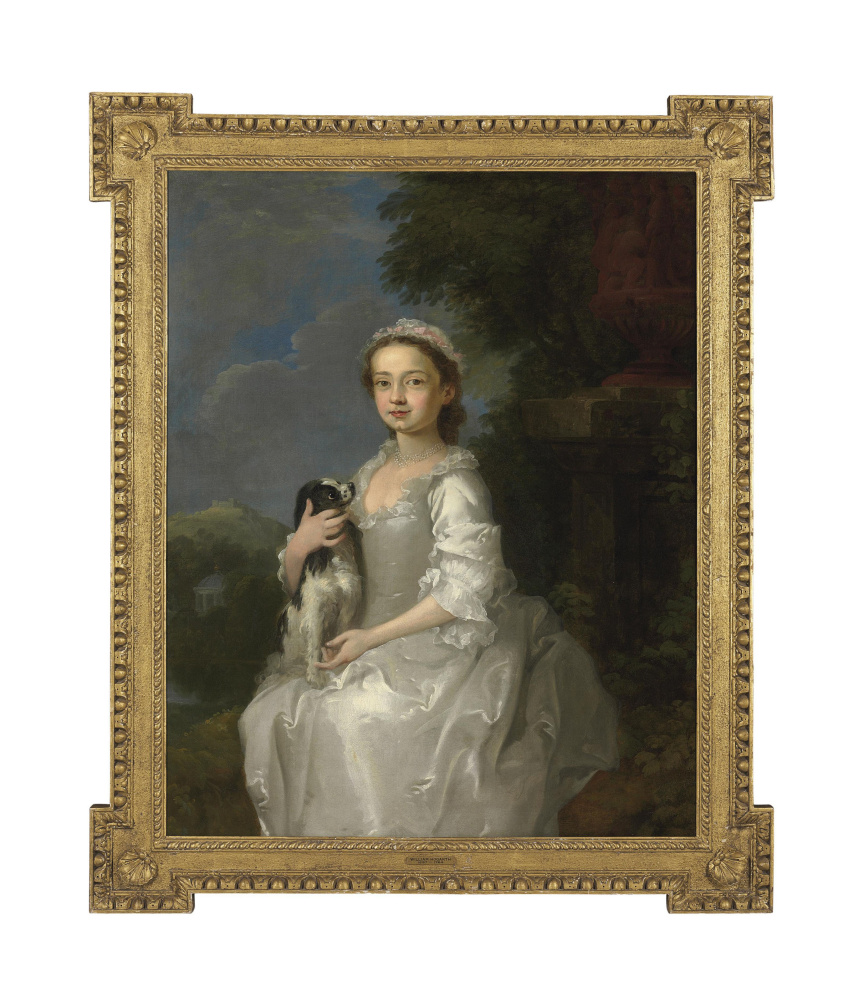 Portrait of a girl with a dog