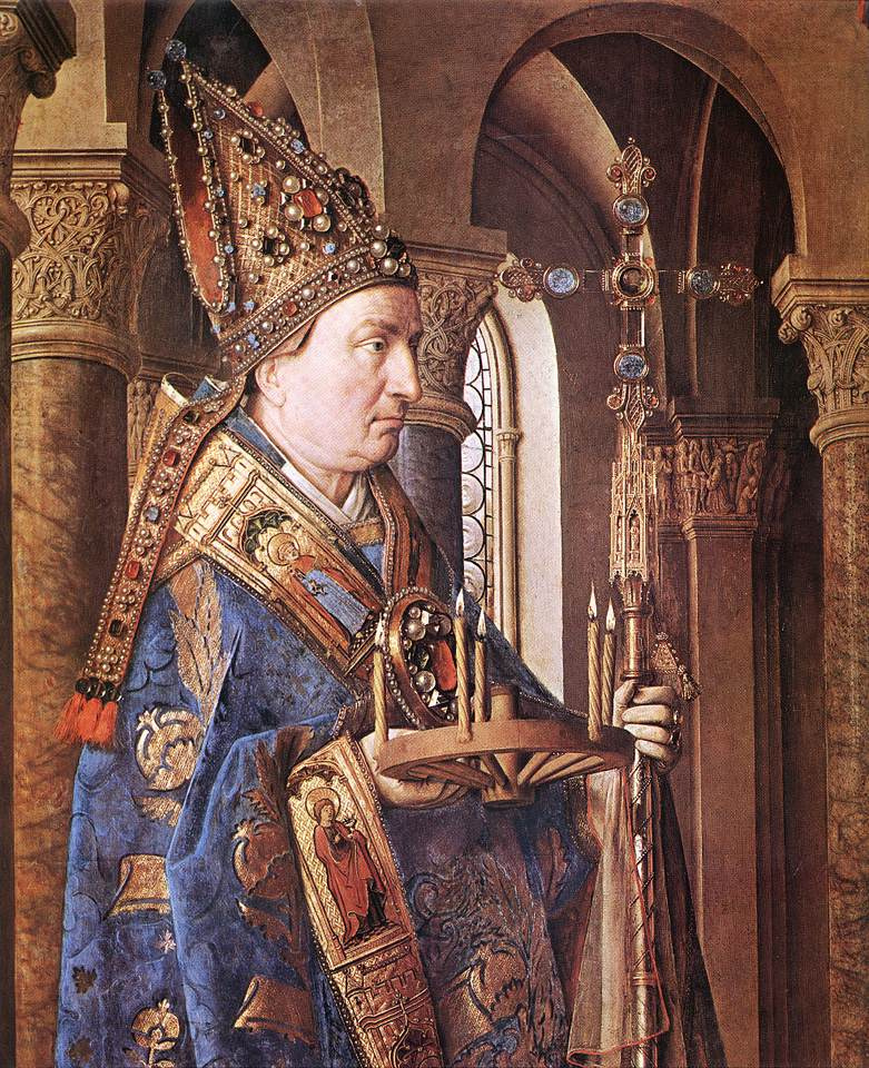 Jan van Eyck. Madonna canonica Giorgio van der Palais (frammento)