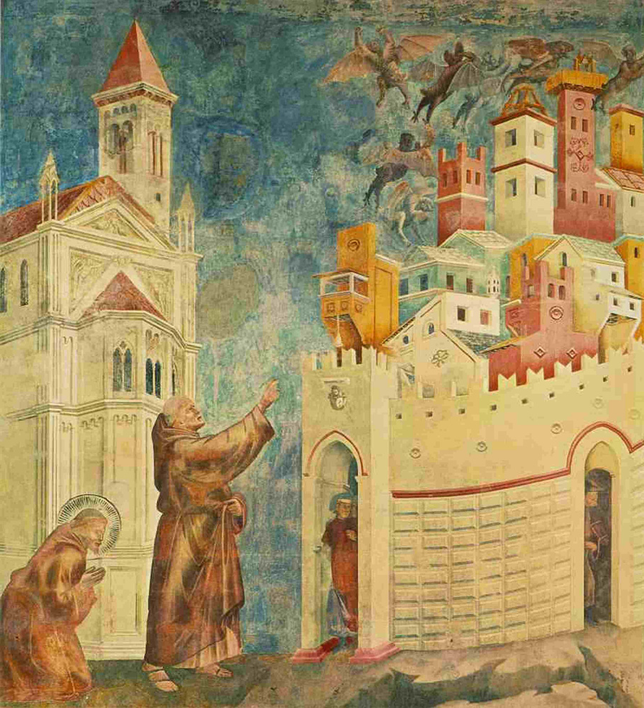 Джотто ди Бондоне. Exile of the demons in Arezzo. The Legend of Saint Francis