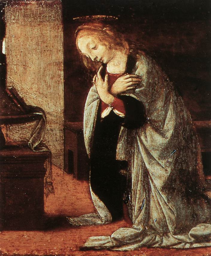 Leonardo da Vinci. The Annunciation (detail)